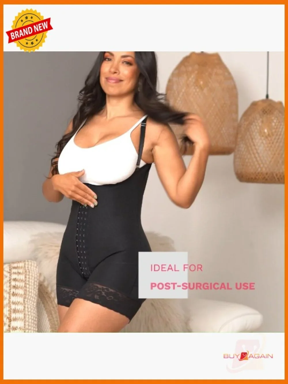 Tummy Control Shapewear Bodysuit with Open Crotch, High Compression Faja for